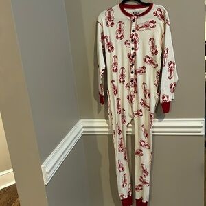 Lazy One Adult Lobster Trap Door Onesie Flapjack Pajama Unisex Size Small